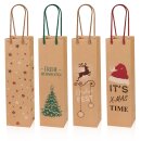 Flaschentasche Sortiment Christmas fr 1 Flasche 100 x 85 x 360 mm (Natura Kraftpapier)