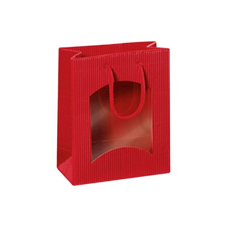 Geschenktüte mit Sichtfenster für 1 Flasche 170 x 85 x 220 mm (Rot)