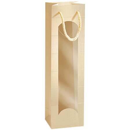 Geschenktüte mit Sichtfenster für 1 Flasche 100 x 80 x 360 mm (Gold)-1