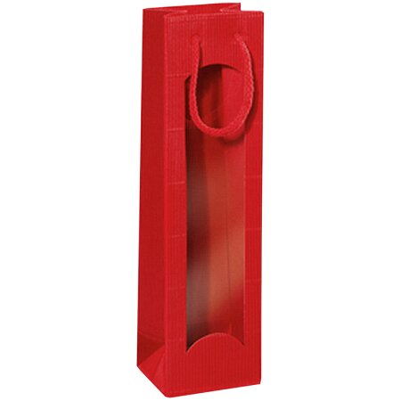 Geschenktüte mit Sichtfenster für 1 Flasche 100 x 80 x 360 mm (Rot)-1