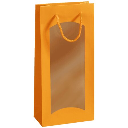 Geschenktüte mit Sichtfenster für 2 Flaschen 170 x 85 x 360 mm (Orange)-1