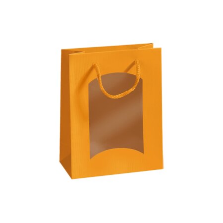 Geschenktüte mit Sichtfenster für 1 Flasche 170 x 185 x 220 mm (orange)-1