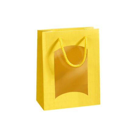 Geschenktüte mit Sichtfenster für 1 Flasche 170 x 185 x 220 mm (gelb)-1