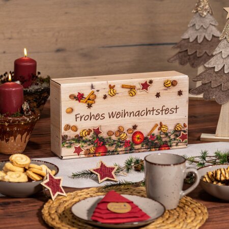 Prsentkarton Weihnachtsfest fr 2 Flaschen 360 x 180 x 90 mm