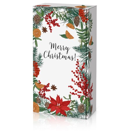 Präsentkarton Merry Christmas für 2 Flaschen 360 x 180 x 90 mm
