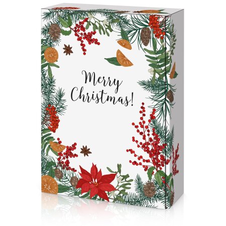 Präsentkarton Merry Christmas für 3 Flaschen 360 x 250 x 90 mm