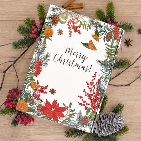 Prsentkarton Merry Christmas&ldquo; fr 3 Flaschen 360 x 250 x 90 mm