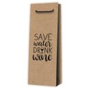 Tragetasche aus Kraftpapier "Save Water Drink Wine" Natur...