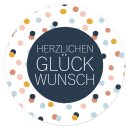 Klebeetikett rund "Herzlichen Glückwunsch"...