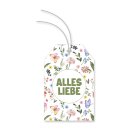 Geschenkanhänger mit Band "Blumen - alles Liebe" 80 x 52 mm