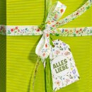 Papieranhänger "Blumen, alles Liebe" Label + Schnur, 80x52mm