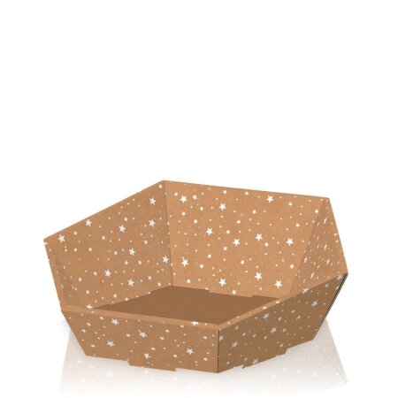Präsentkorb 6-eckig 395 x 310 x 90/120 mm (Sternenregen)