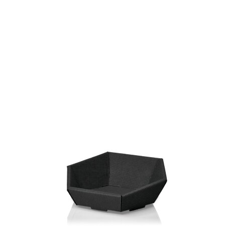 Präsentkorb 6-eckig "Modern Welle Schwarz" -mini-