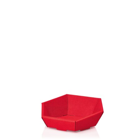 Präsentkorb 6-eckig "Modern Welle Rot" -mini-