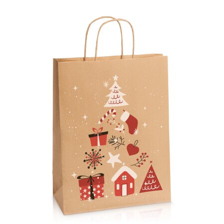 Papiertragetasche aus Kraftpapier Christmas 260 x 120 x 350 mm-1
