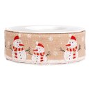 Geschenkband "Snowman" Natur mit Motiv, 40mm x 15m
