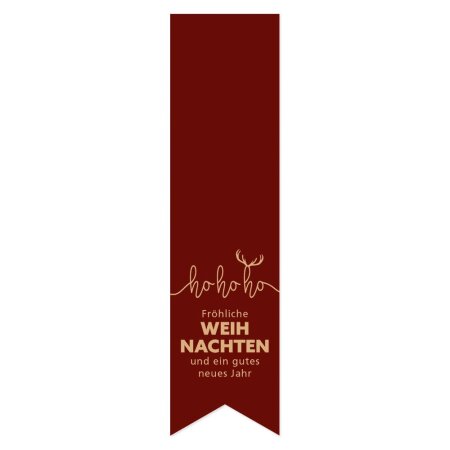 Klebeetikett Fahne "HoHoHo Bordeaux" 135x35mm, 200 St./Box